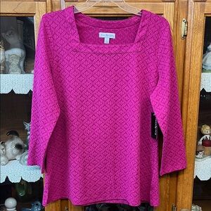 Kim Rogers Fuchsia Diamond Pattern Blouse